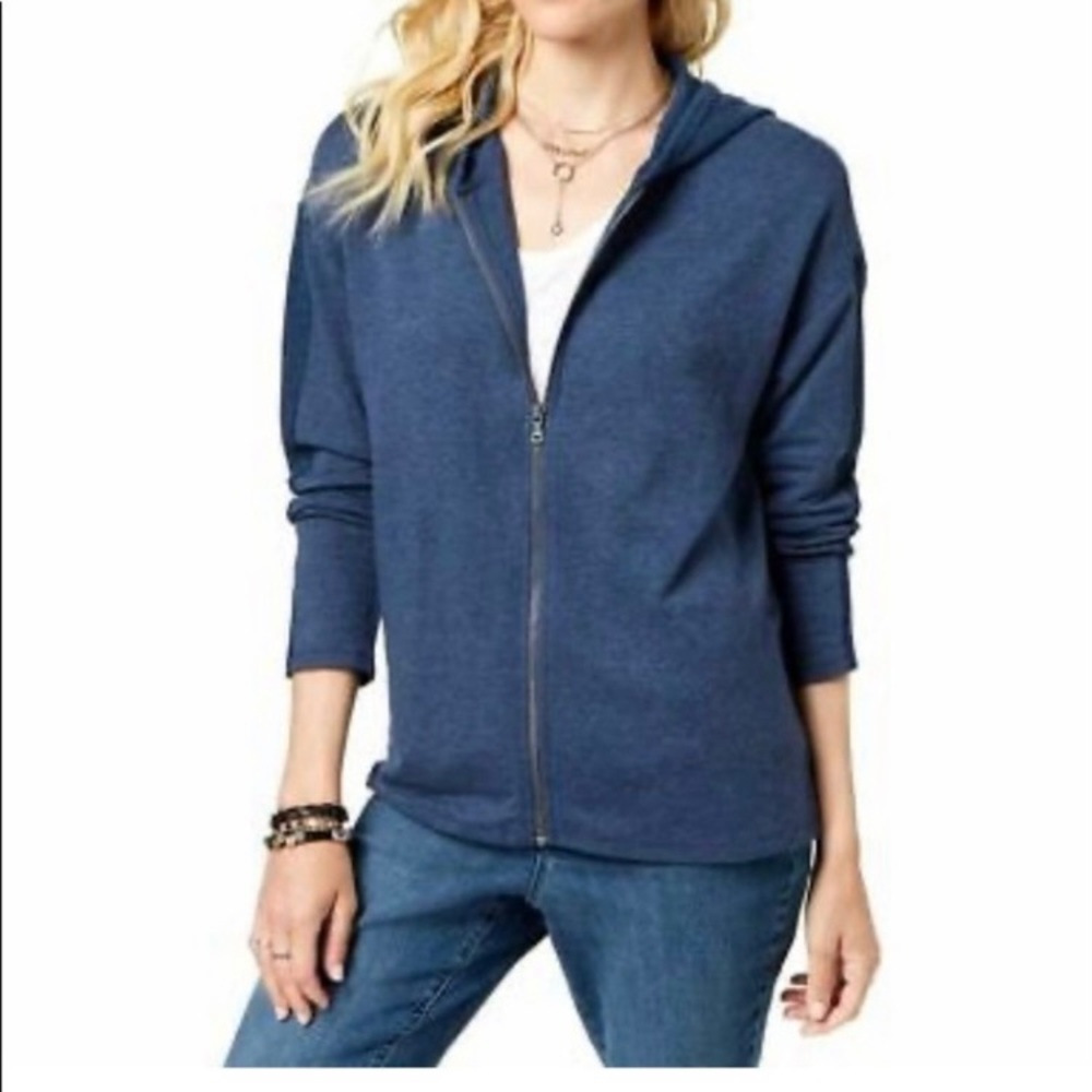 STYLE &CO BLUE HOODIE ZIP FRONT JACKET SIZE XS